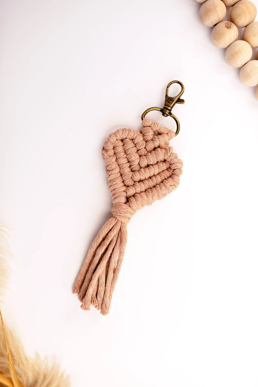 Macrame heart key chain